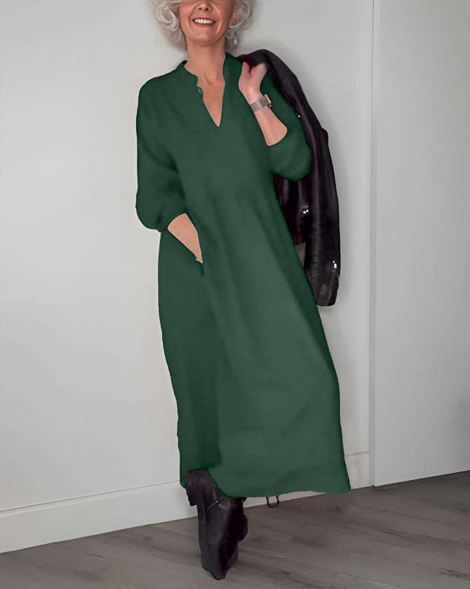 Gerda - Vestido Largo Adelgazante con Escote en V
