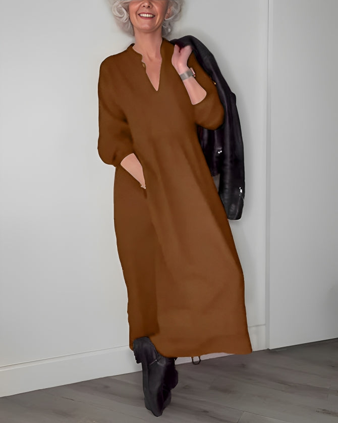 Gerda - Vestido Largo Adelgazante con Escote en V