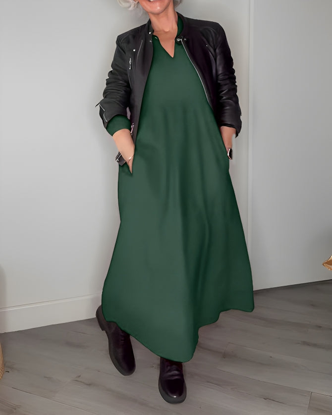 Gerda - Vestido Largo Adelgazante con Escote en V