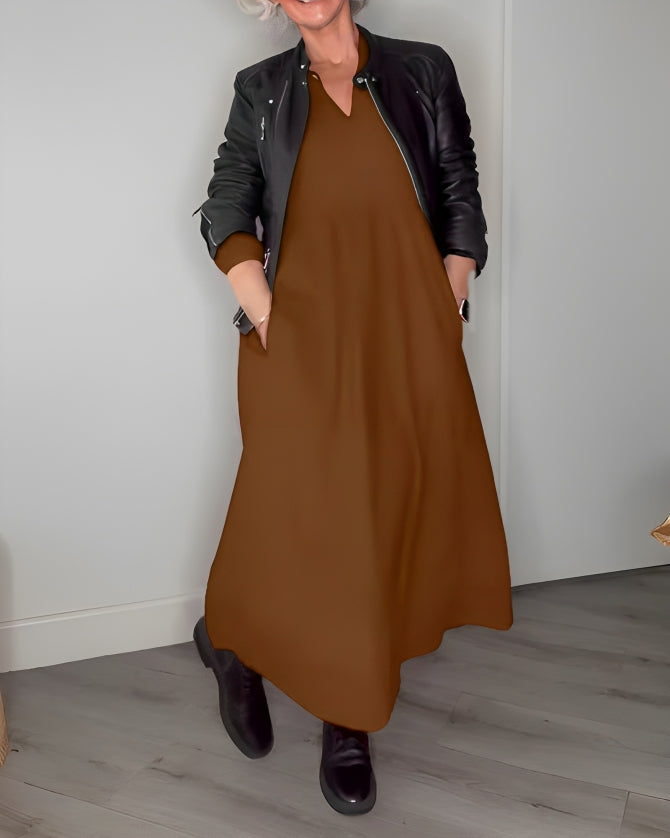 Gerda - Vestido Largo Adelgazante con Escote en V