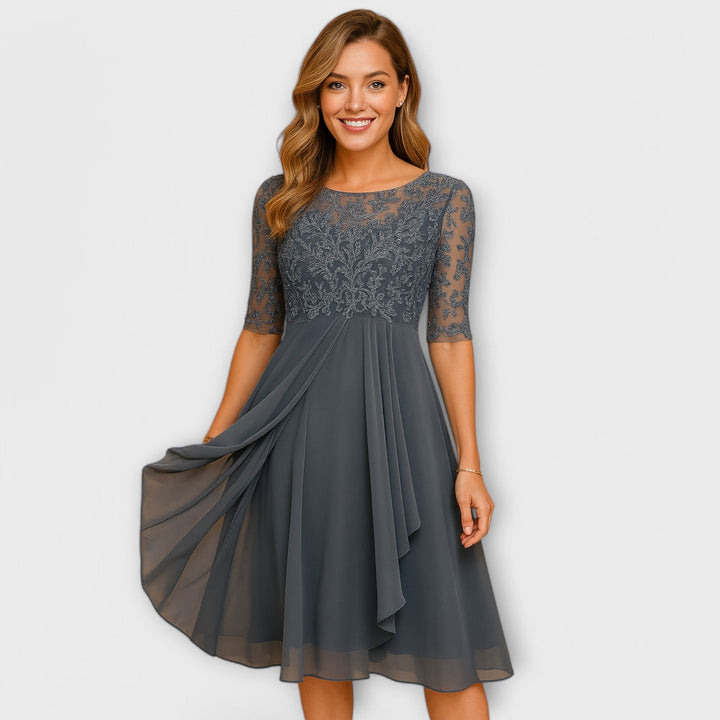 Eline - Vestido Midi con Manga de Encaje