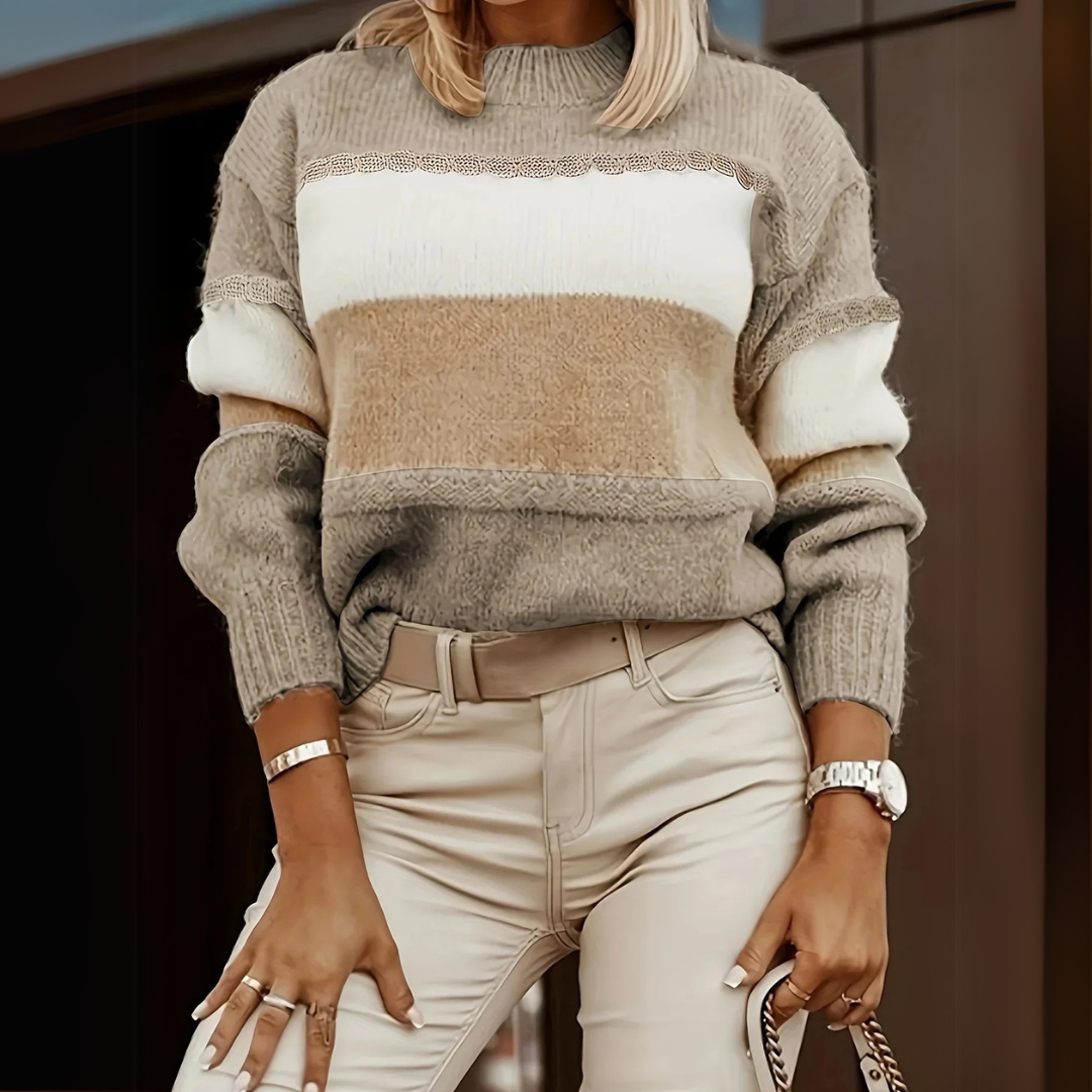 Angela - Sudadera con Rayas Contrastantes Casual