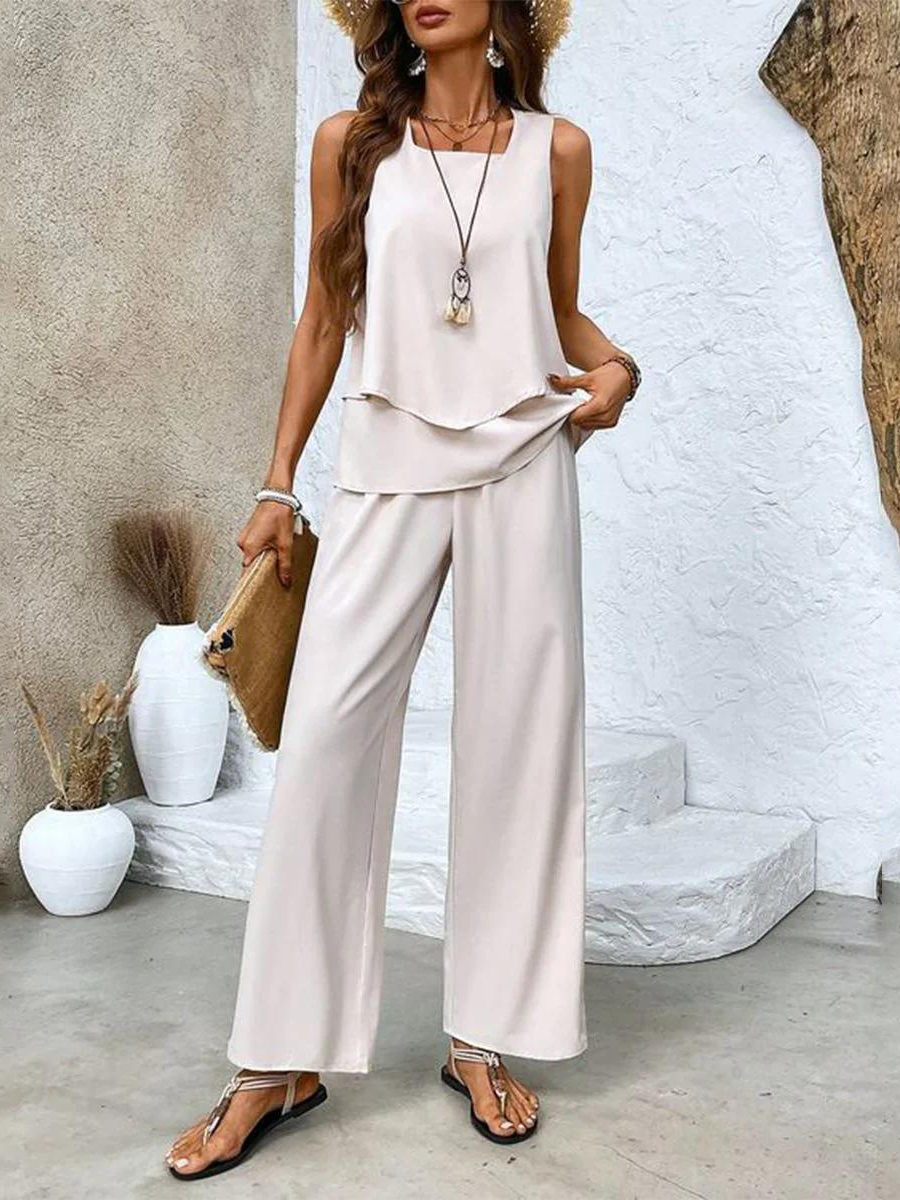 Margara - Elegante Conjunto de Top y Pantalón Floral