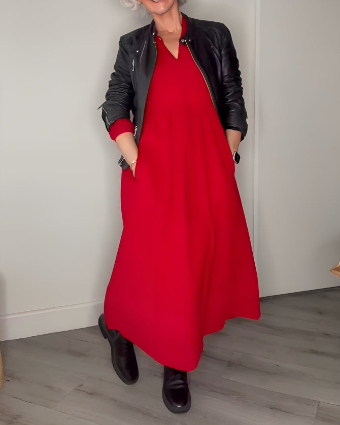 Gerda - Vestido Largo Adelgazante con Escote en V