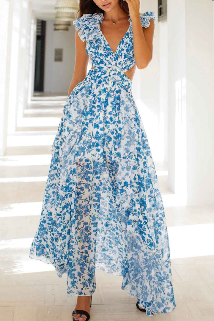 Isadora - Vestido Maxi con Volantes y Recortes Elegantes