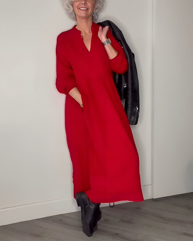 Gerda - Vestido Largo Adelgazante con Escote en V