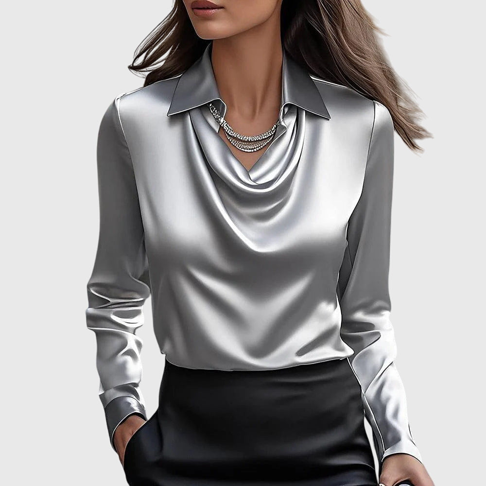 SYLVIA - BLUSA CON BRILLO LUXUOSO Y CUELLO PLISADO