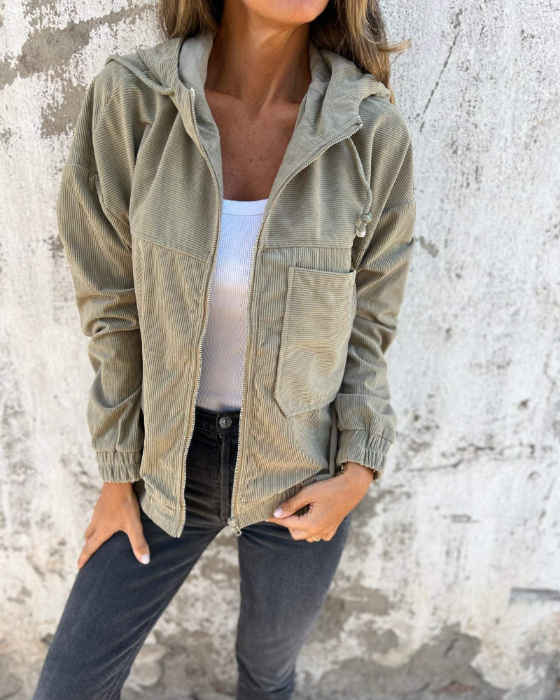 Mariana - Chaqueta de pana con capucha y cremallera