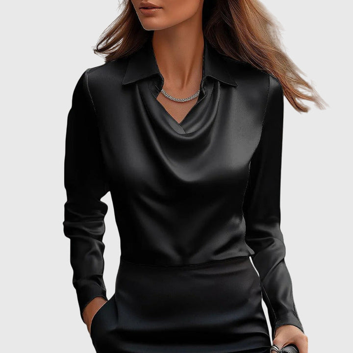 SYLVIA - BLUSA CON BRILLO LUXUOSO Y CUELLO PLISADO