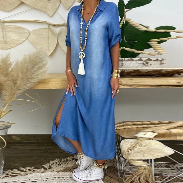 SELENE - Denim Luxe con Abertura Lateral