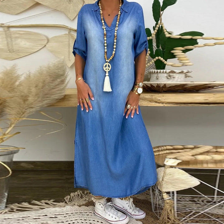 SELENE - Denim Luxe con Abertura Lateral