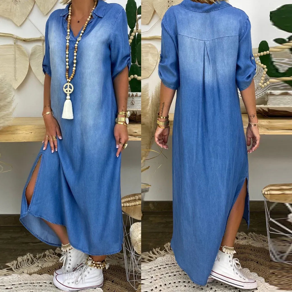 SELENE - Denim Luxe con Abertura Lateral