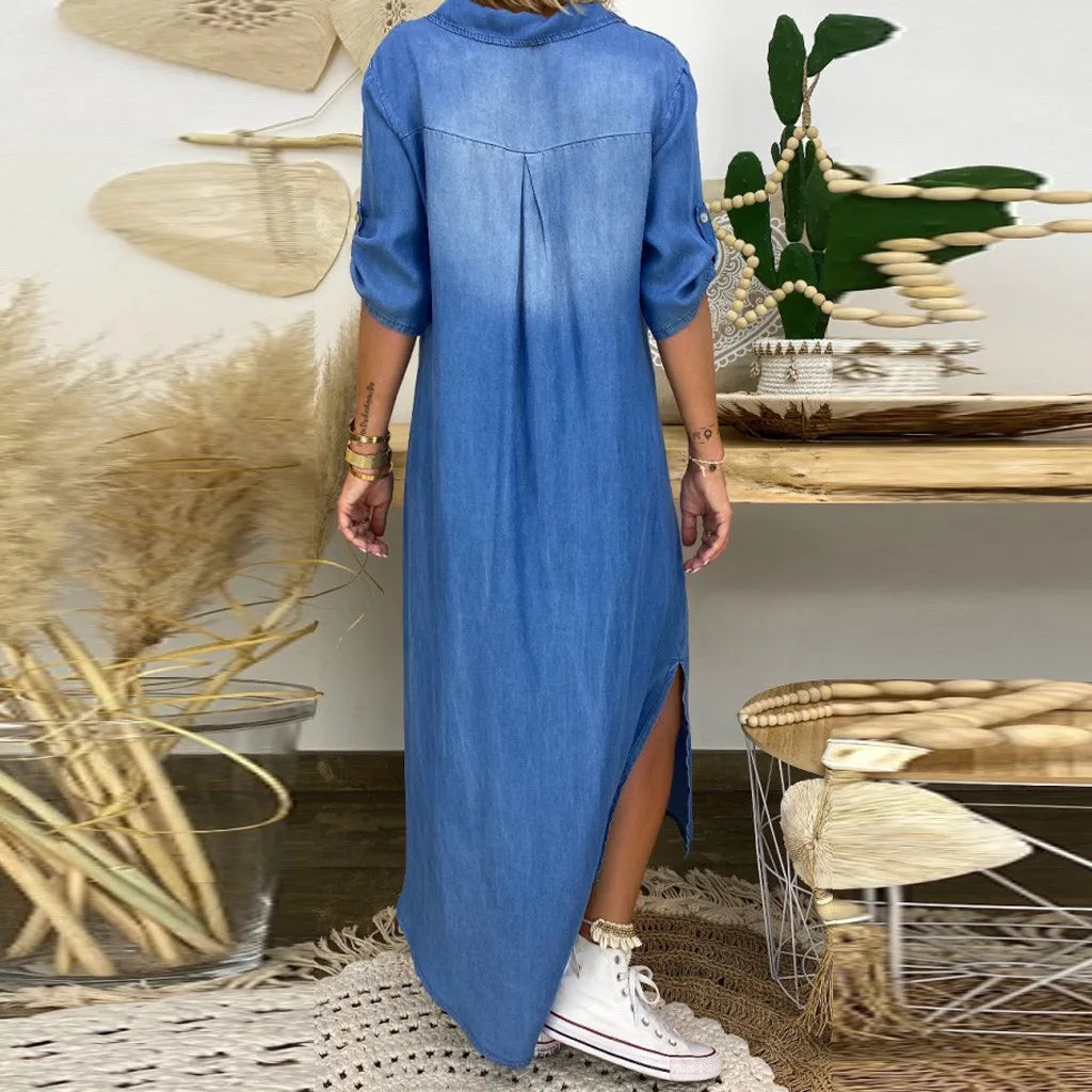 SELENE - Denim Luxe con Abertura Lateral