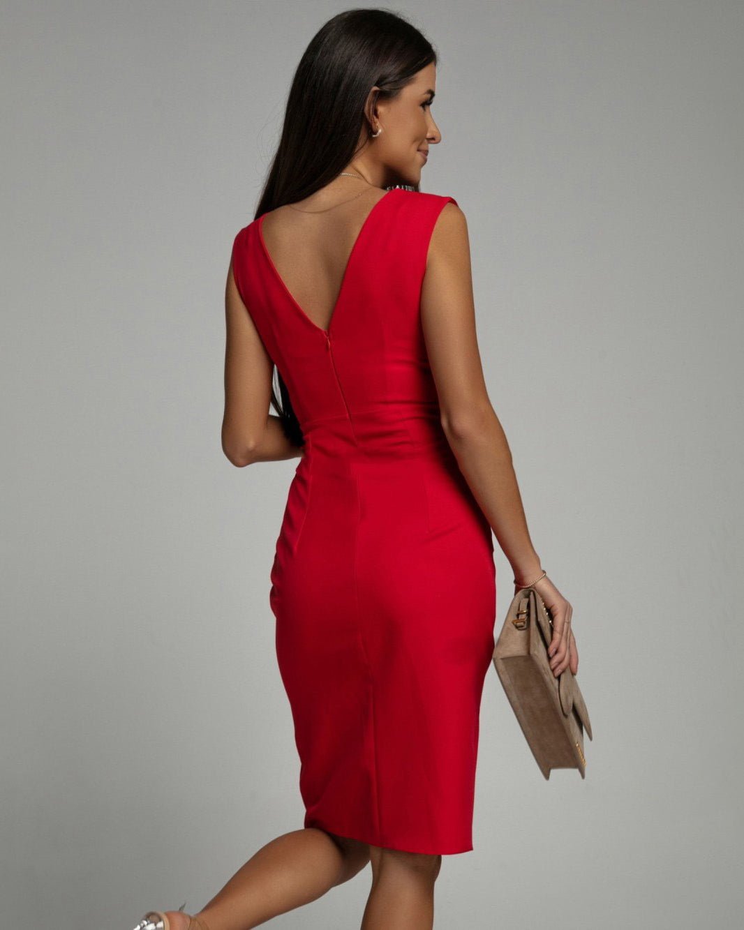 Fresia - Vestido Entallado con Escote en V y abertura