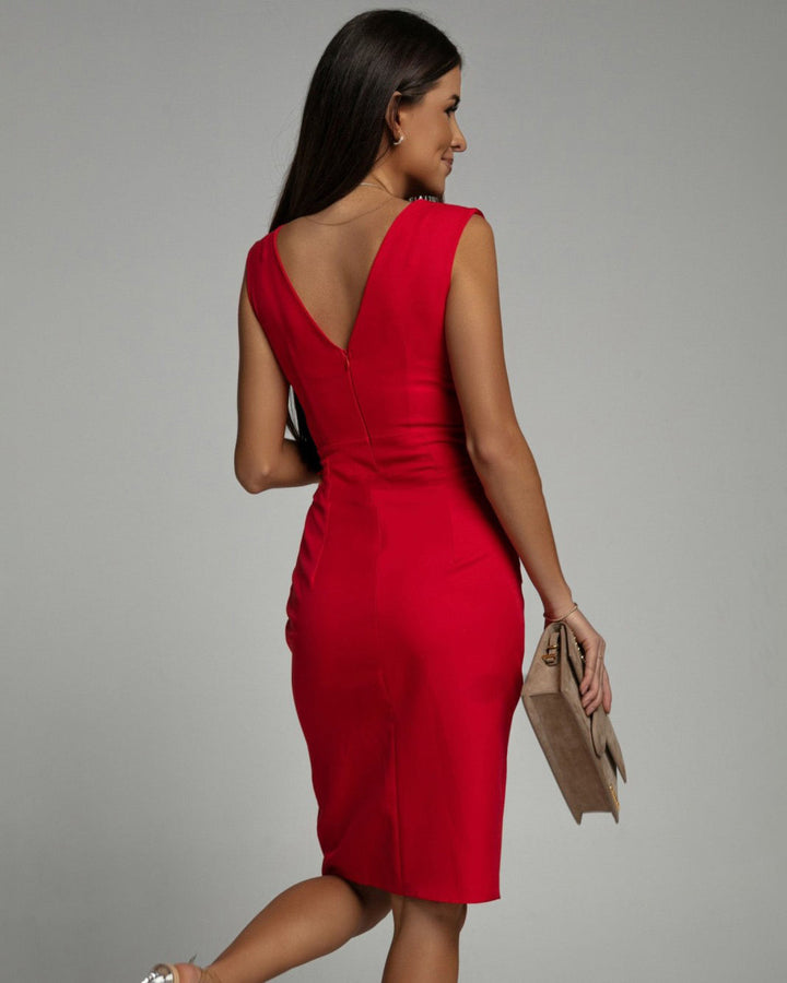 Fresia - Vestido Entallado con Escote en V y abertura