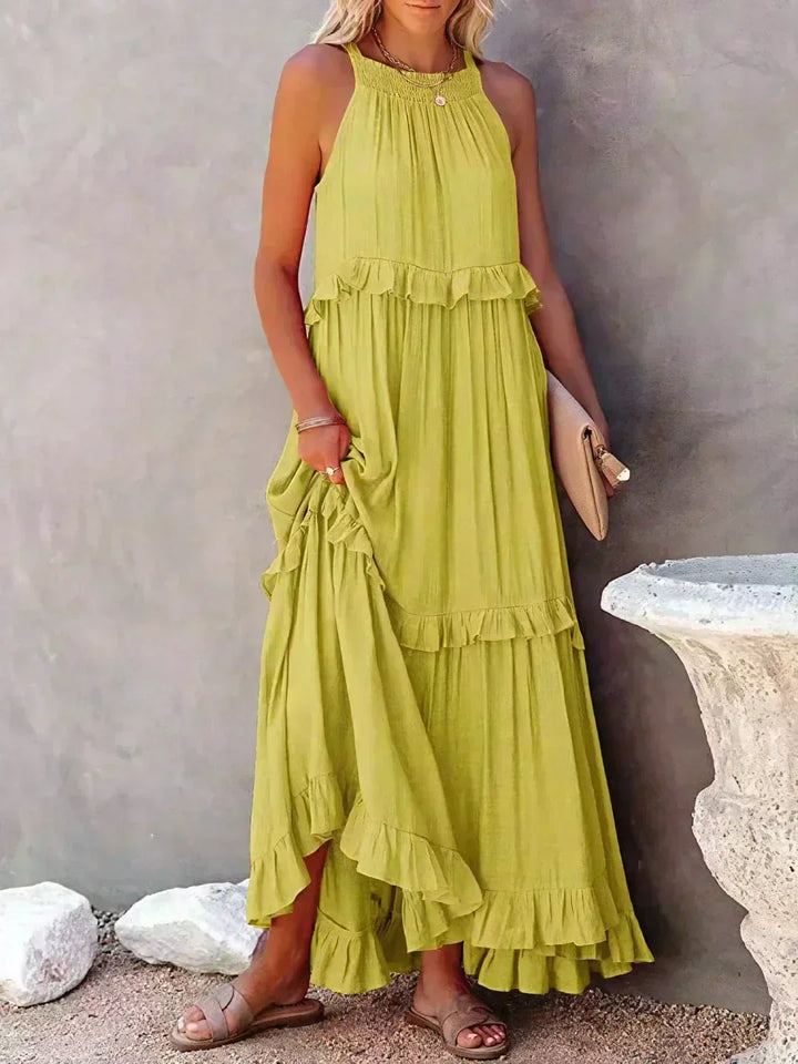 Valeria - Vestido Sin Mangas con Volantes Chic