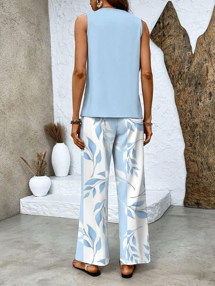 Margara - Elegante Conjunto de Top y Pantalón Floral