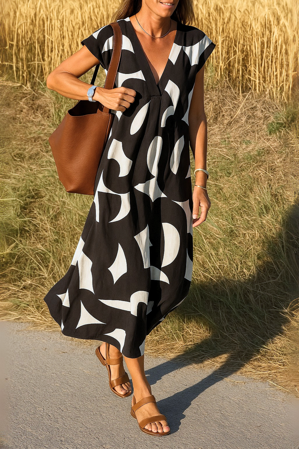 Ellen - Vestido con estampado y escote en V