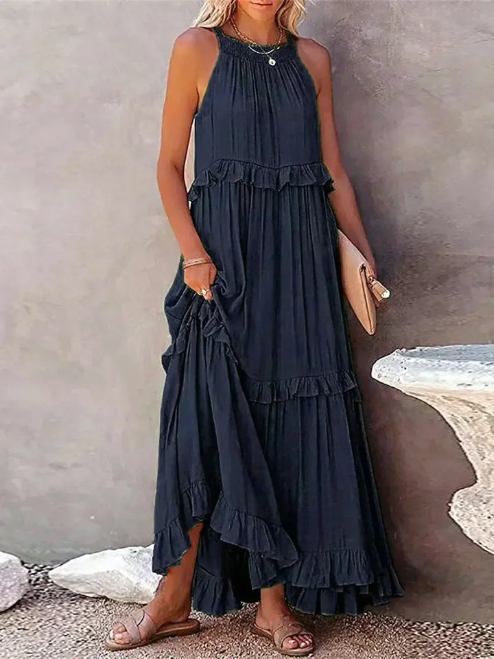 Valeria - Vestido Sin Mangas con Volantes Chic