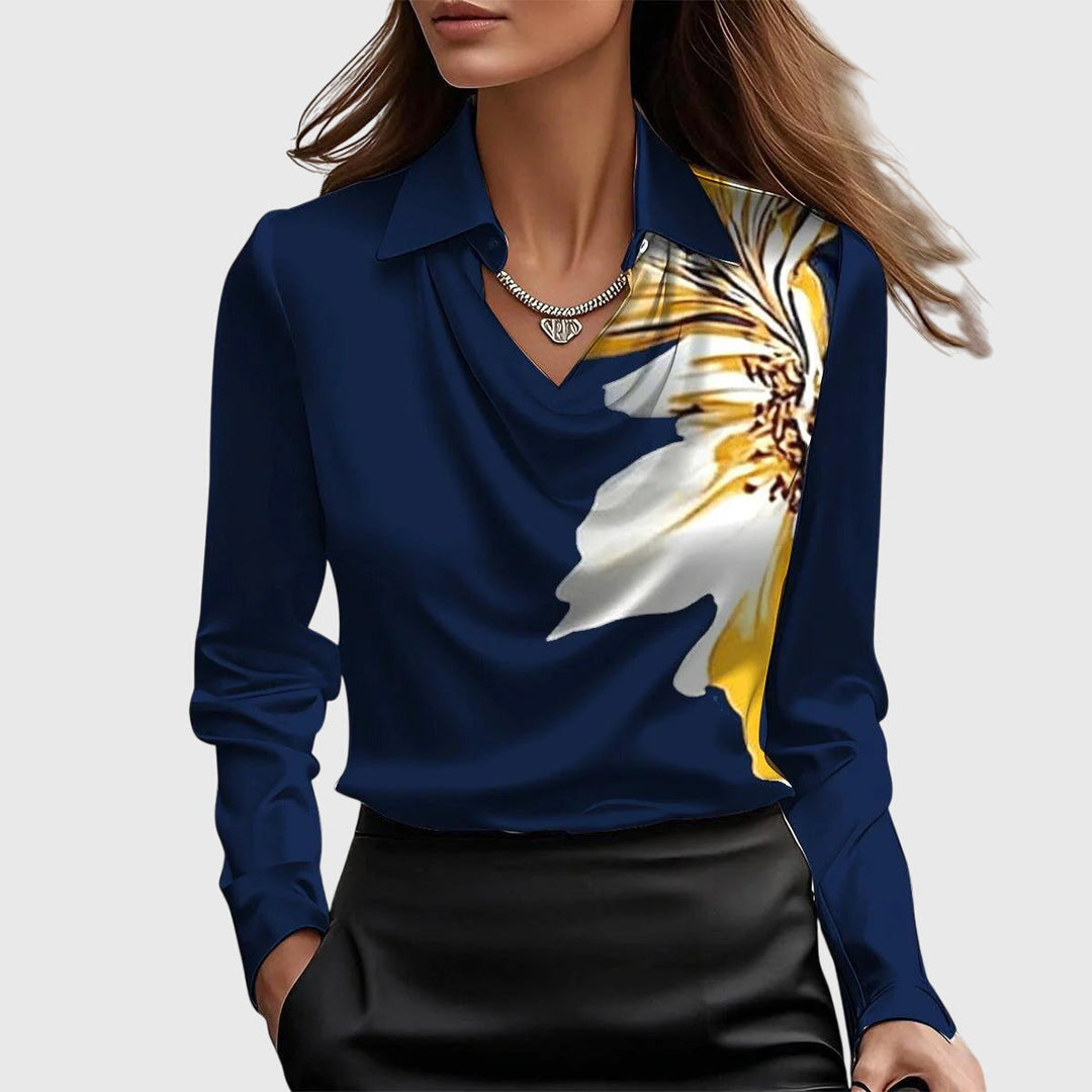 SYLVIA - BLUSA CON BRILLO LUXUOSO Y CUELLO PLISADO
