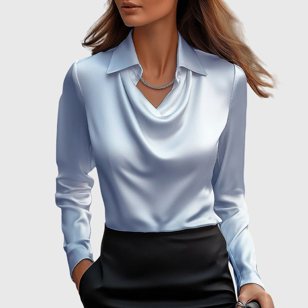 SYLVIA - BLUSA CON BRILLO LUXUOSO Y CUELLO PLISADO