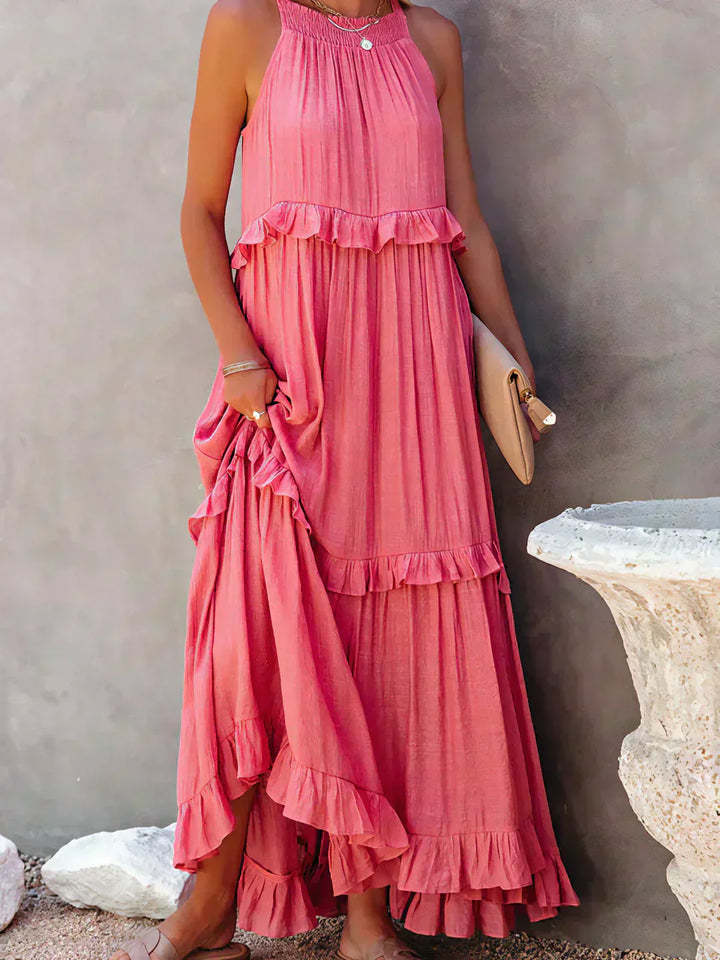 Valeria - Vestido Sin Mangas con Volantes Chic