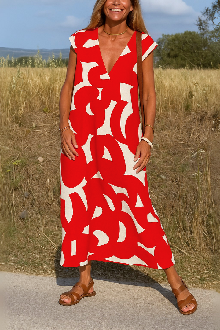 Ellen - Vestido con estampado y escote en V