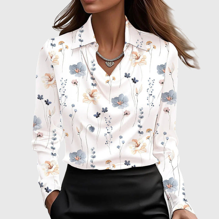 SYLVIA - BLUSA CON BRILLO LUXUOSO Y CUELLO PLISADO