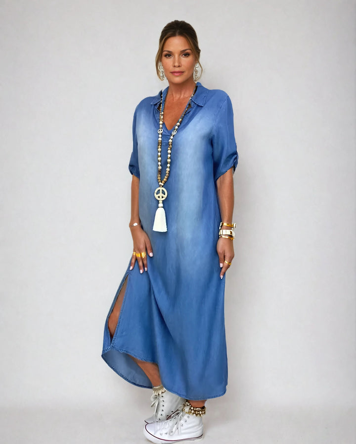SELENE - Denim Luxe con Abertura Lateral