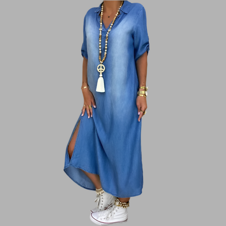 SELENE - Denim Luxe con Abertura Lateral