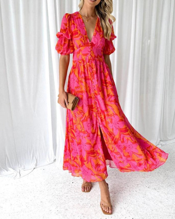 Barbara - Maxivestido Rojo-Rosa