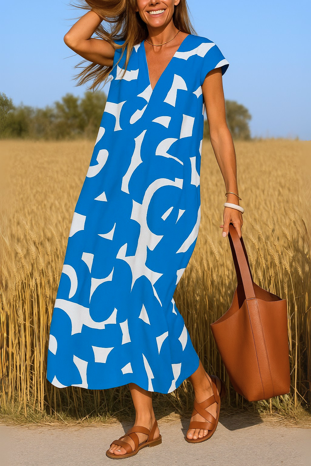 Ellen - Vestido con estampado y escote en V