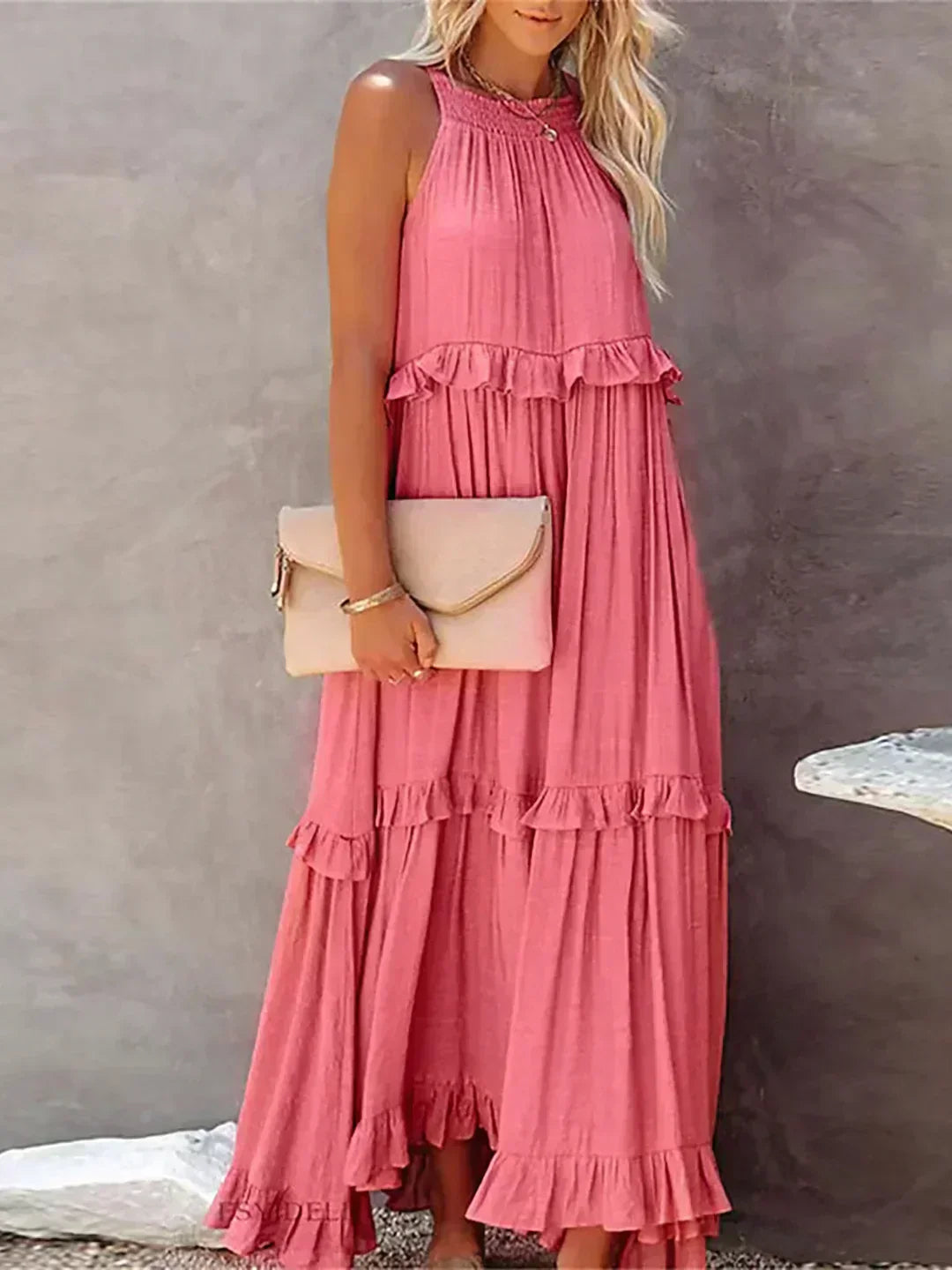 Valeria - Vestido Sin Mangas con Volantes Chic