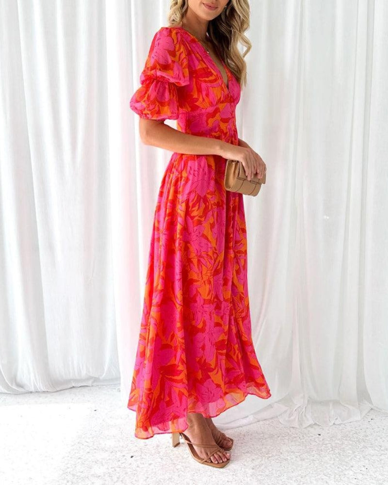 Barbara - Maxivestido Rojo-Rosa