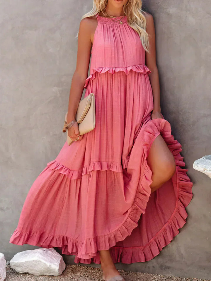 Valeria - Vestido Sin Mangas con Volantes Chic