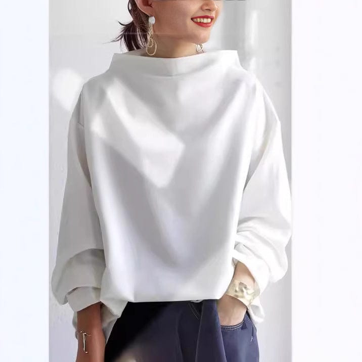 Rosalía - Top de Punto Suave con Cuello Alto