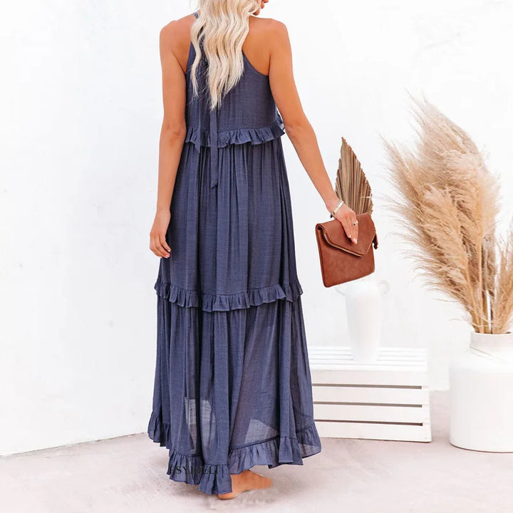 Valeria - Vestido Sin Mangas con Volantes Chic