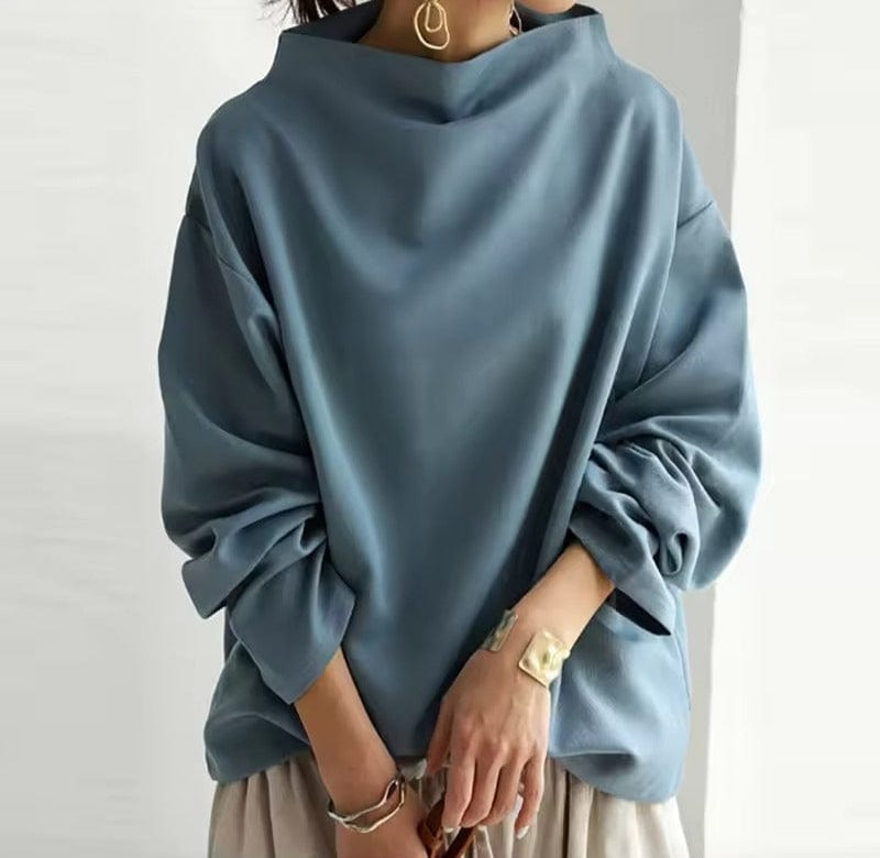 Rosalía - Top de Punto Suave con Cuello Alto