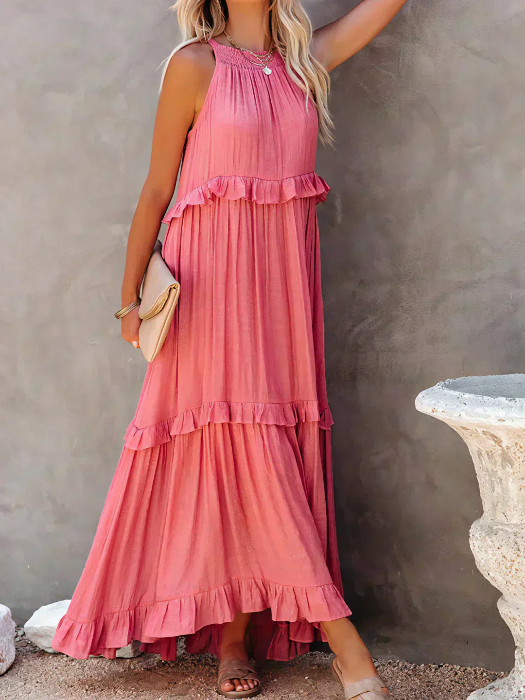 Valeria - Vestido Sin Mangas con Volantes Chic