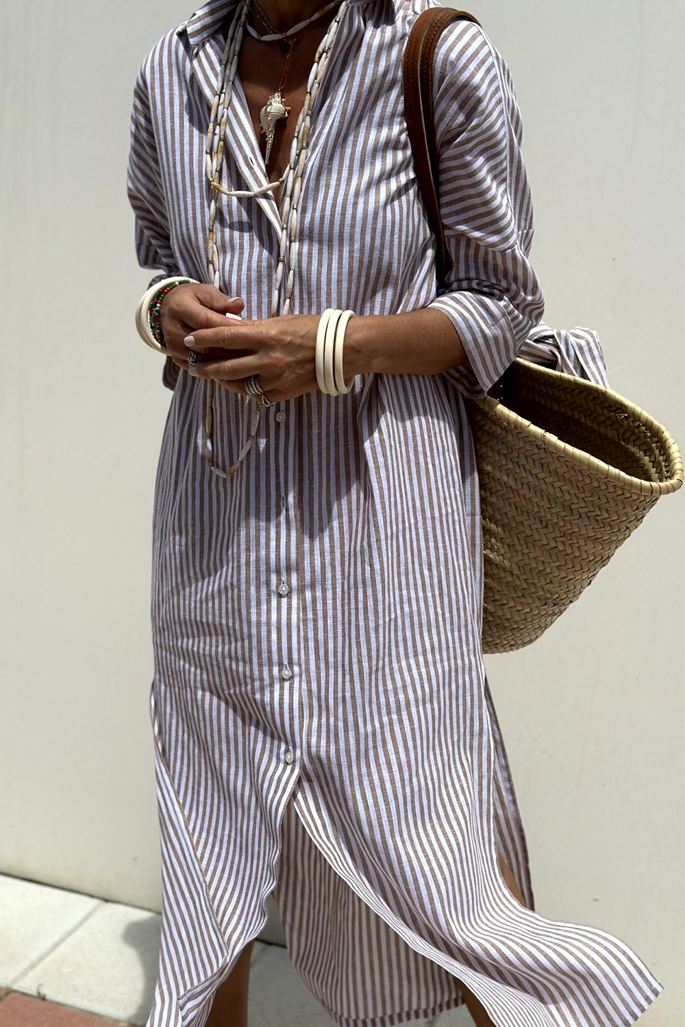 Sophia - Elegante vestido de camisa a rayas