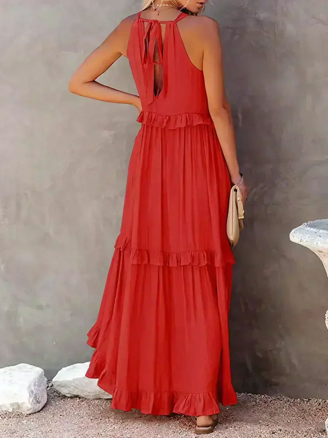 Valeria - Vestido Sin Mangas con Volantes Chic