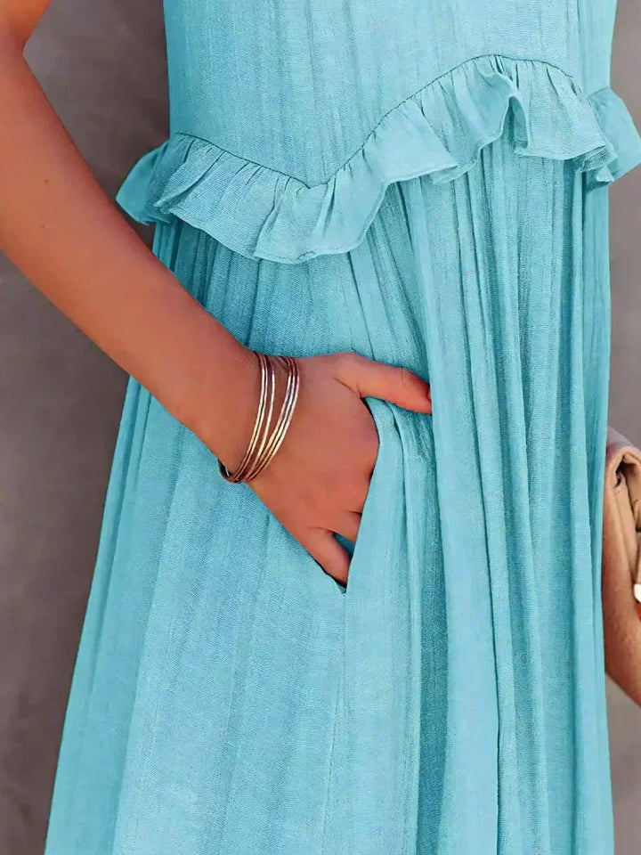 Valeria - Vestido Sin Mangas con Volantes Chic