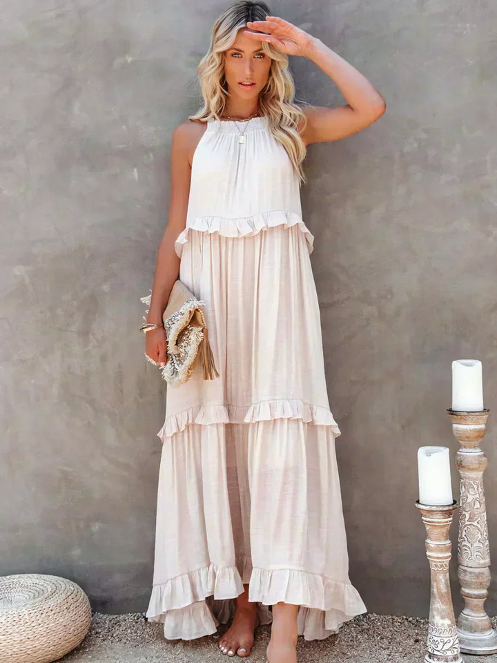 Valeria - Vestido Sin Mangas con Volantes Chic