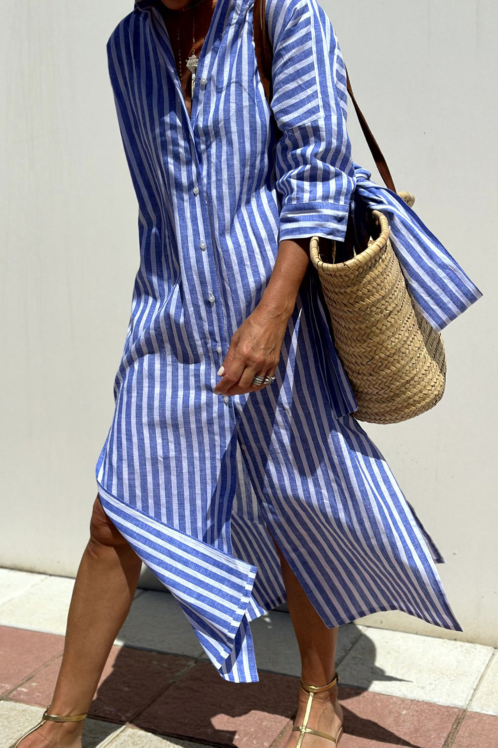 Sophia - Elegante vestido de camisa a rayas