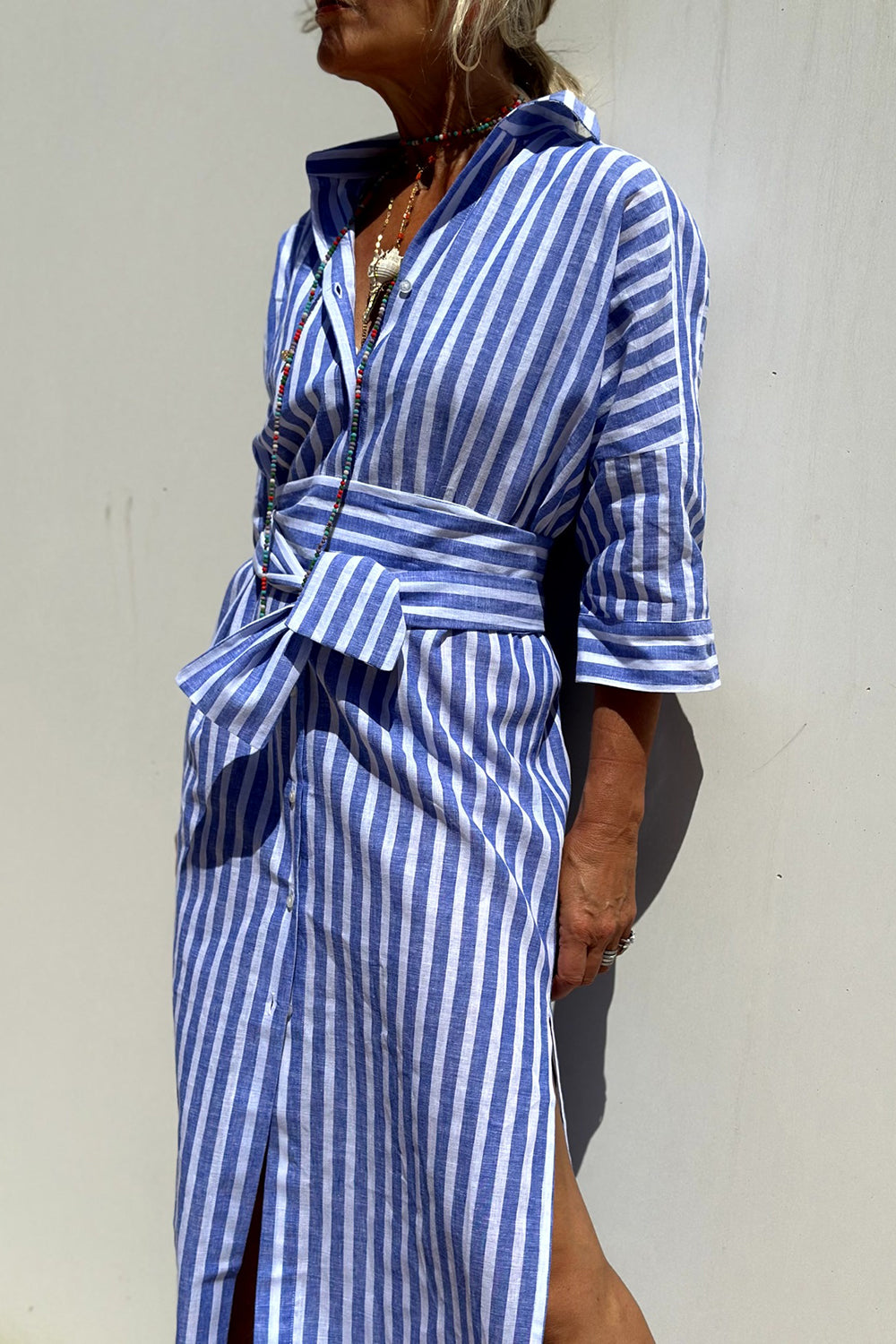 Sophia - Elegante vestido de camisa a rayas