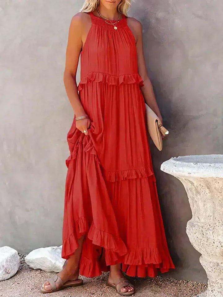 Valeria - Vestido Sin Mangas con Volantes Chic