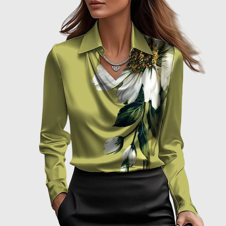 SYLVIA - BLUSA CON BRILLO LUXUOSO Y CUELLO PLISADO