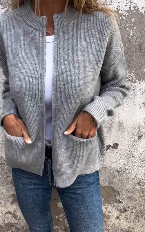 Claribel - Chaqueta de Punto con Cremallera de Algodón