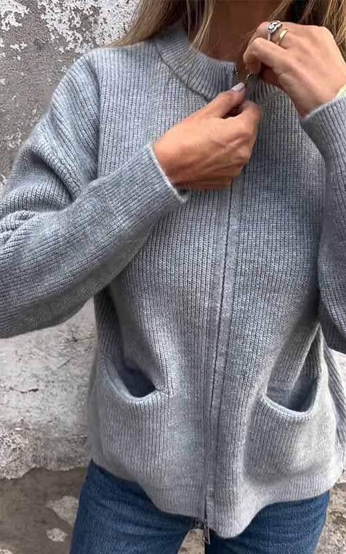 Claribel - Chaqueta de Punto con Cremallera de Algodón