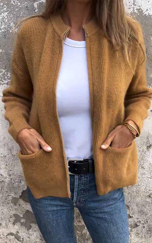 Claribel - Chaqueta de Punto con Cremallera de Algodón